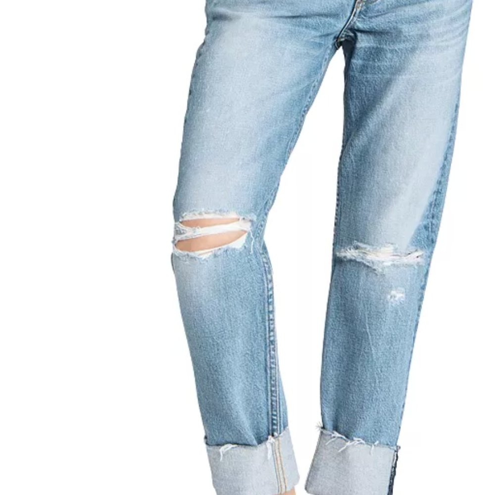Rosa Mid Rise Boyfriend Jeans in Jones With Holes